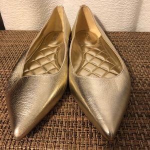 Michael Kors Gold Pointed-toe Ballet Flats